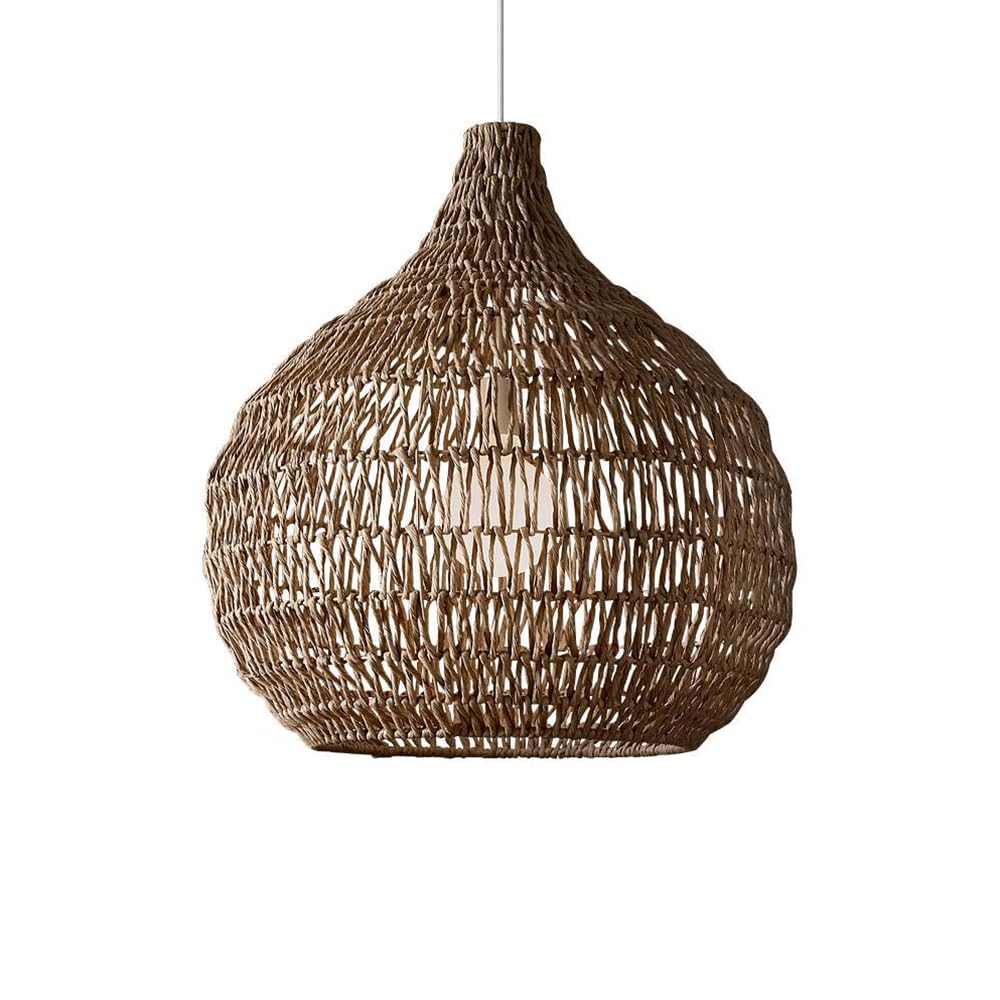 CHUNGYANG E27 Light Source Chandelier Pastoral Hand Woven Pendant Lamp For Entryway Corridor Natural Rattan Wicker Lampshade Lighting Fixture Adjustable Height Southeast Asia Style Rattan Pendant Ligh