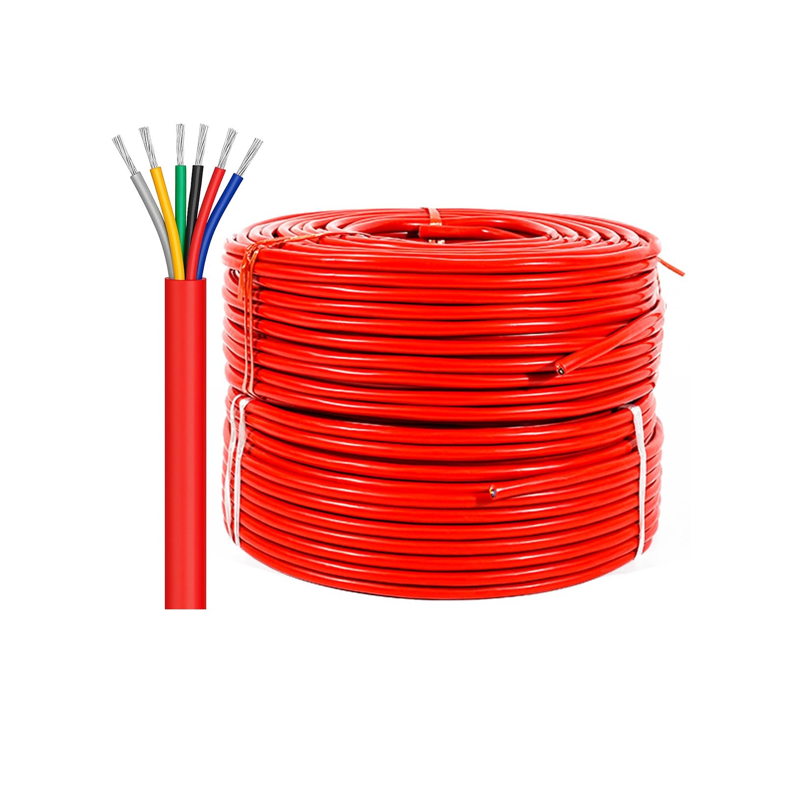 Kabel dwużyłowy, Drut w oplocie silikonowym wysokotemperaturowym 6C Czerwony 0,3-2,5 mm2 15-100 stóp