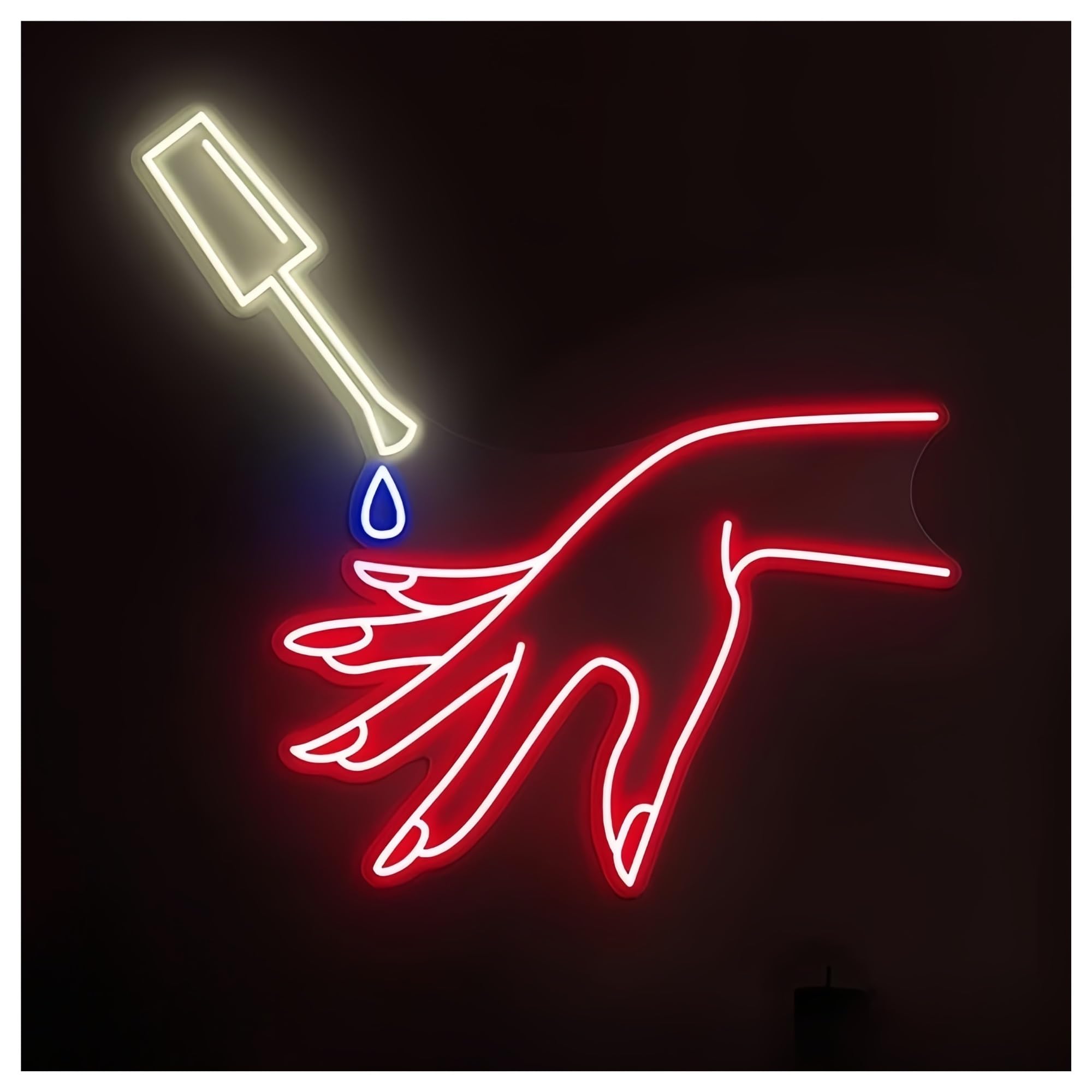 SHOUXI Sign Lamp Hand Painting Nails Neon Sign for Beauty Salon Room Wall Art Decor Nail Polish Light Nail Artist Home Decoration Light Signs(H,90CM)