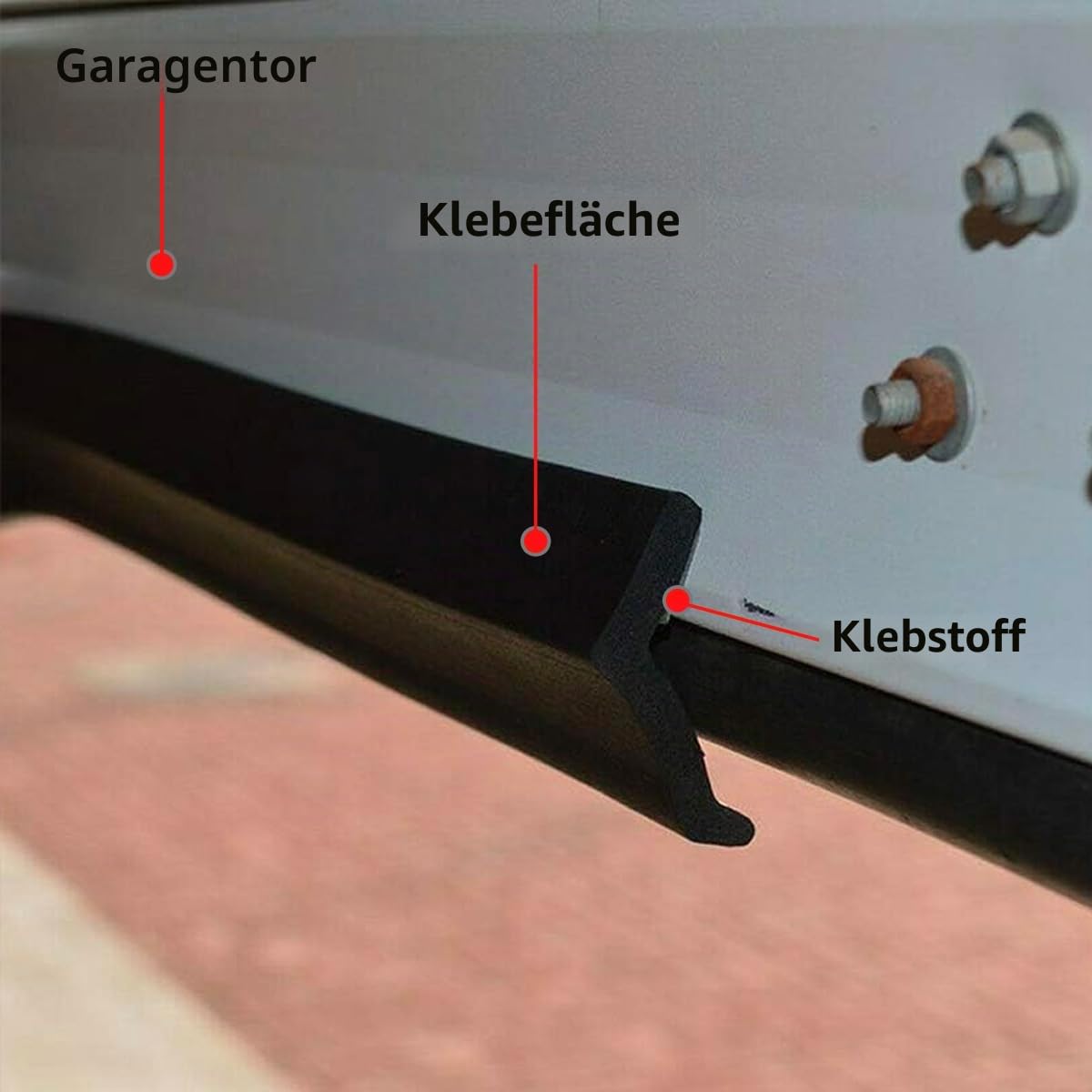 Isolierung für Garagentor, 10 m, Dichtung für Garagentor, Dichtungsprofil aus Gummi, Universal, mit Nägeln