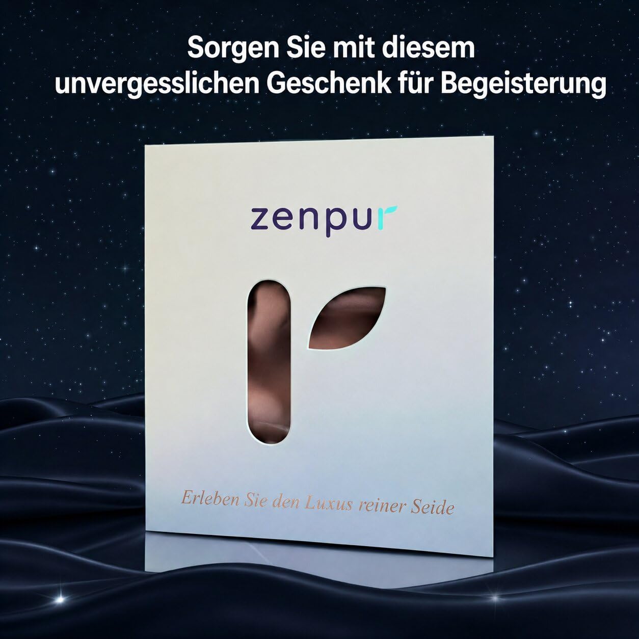 Zenpur Seiden Kissenbezug 50x70 cm Aus 100% Maulbeerseide 22 Momme Grad 6a, Für Schöne Haare Und Gepflegte Haut Gegen Frizz Und Gegen Falten Kissen Bezug GOTS & Oeko-tex Zertifiziert (Schwarz)