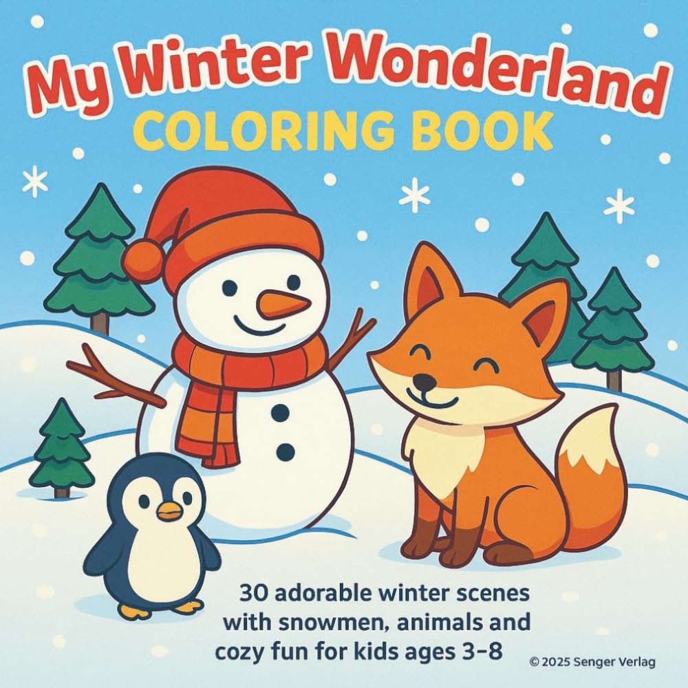 My Winter Wonderland Coloring Book: 30 Cute and Cozy Winter Coloring Pages for Kids Ages 3–8