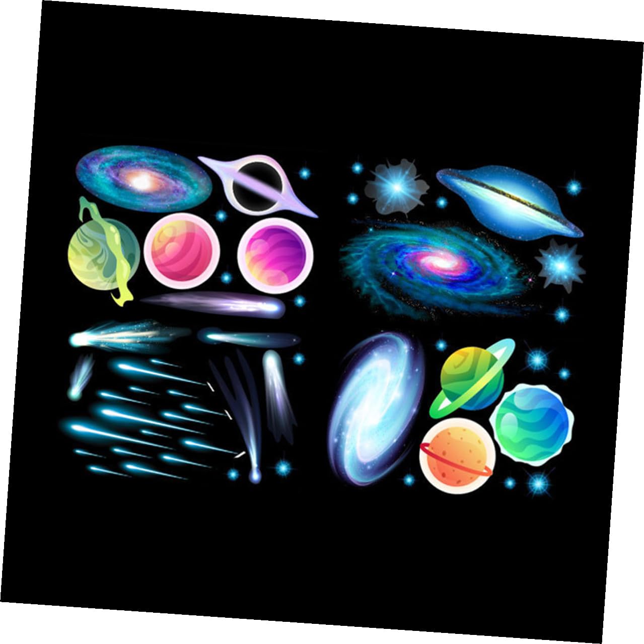 Autocollants muraux phosphorescents minkissy avec étoiles et galaxie en PVC 4 feuilles
