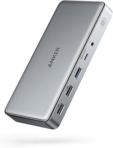 Anker Estación de acoplamiento USB C 10 en 1, estación de acoplamiento Displaylink con HDMI dual y DisplayPort para portátiles Windows, MacBook