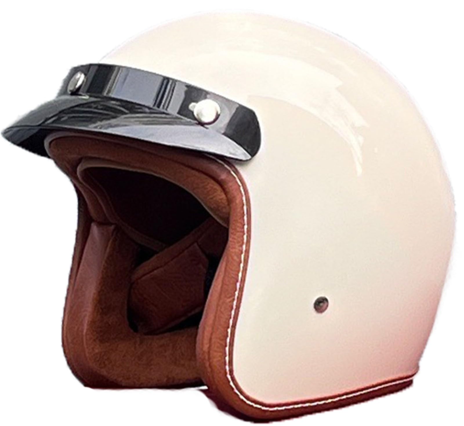 Casque Bol, Casque Jet Brain - Cap Demi-Casque Moto Vintage Homologué Dot/ECE Casque Demi-Coque Rétro Ouvert Casque À Visière Intégrée Cruiser Chopper Scooter Cyclomoteur