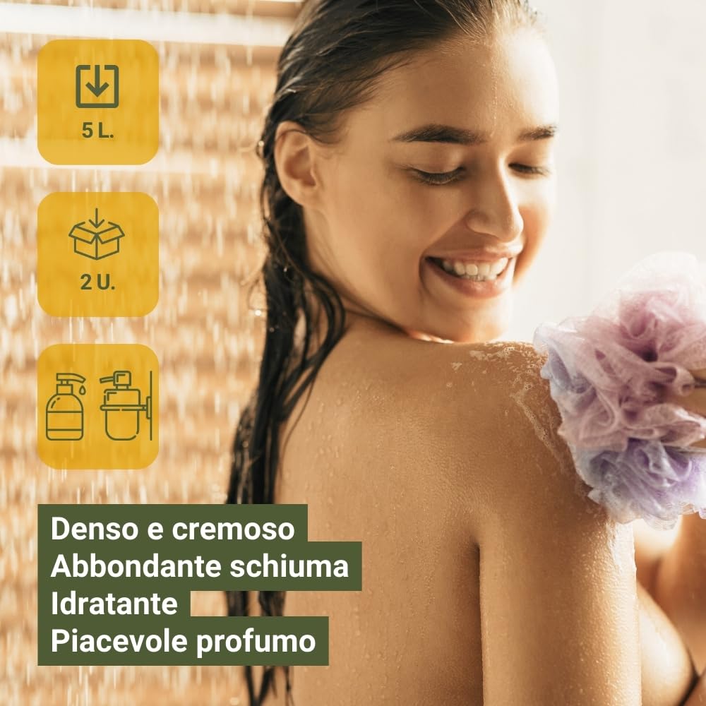 GPQ Gel/Shampoo 2 in 1 OLIVE 5 L Refill Balsamo senza Parabeni 92% NATURAL ORIGIN