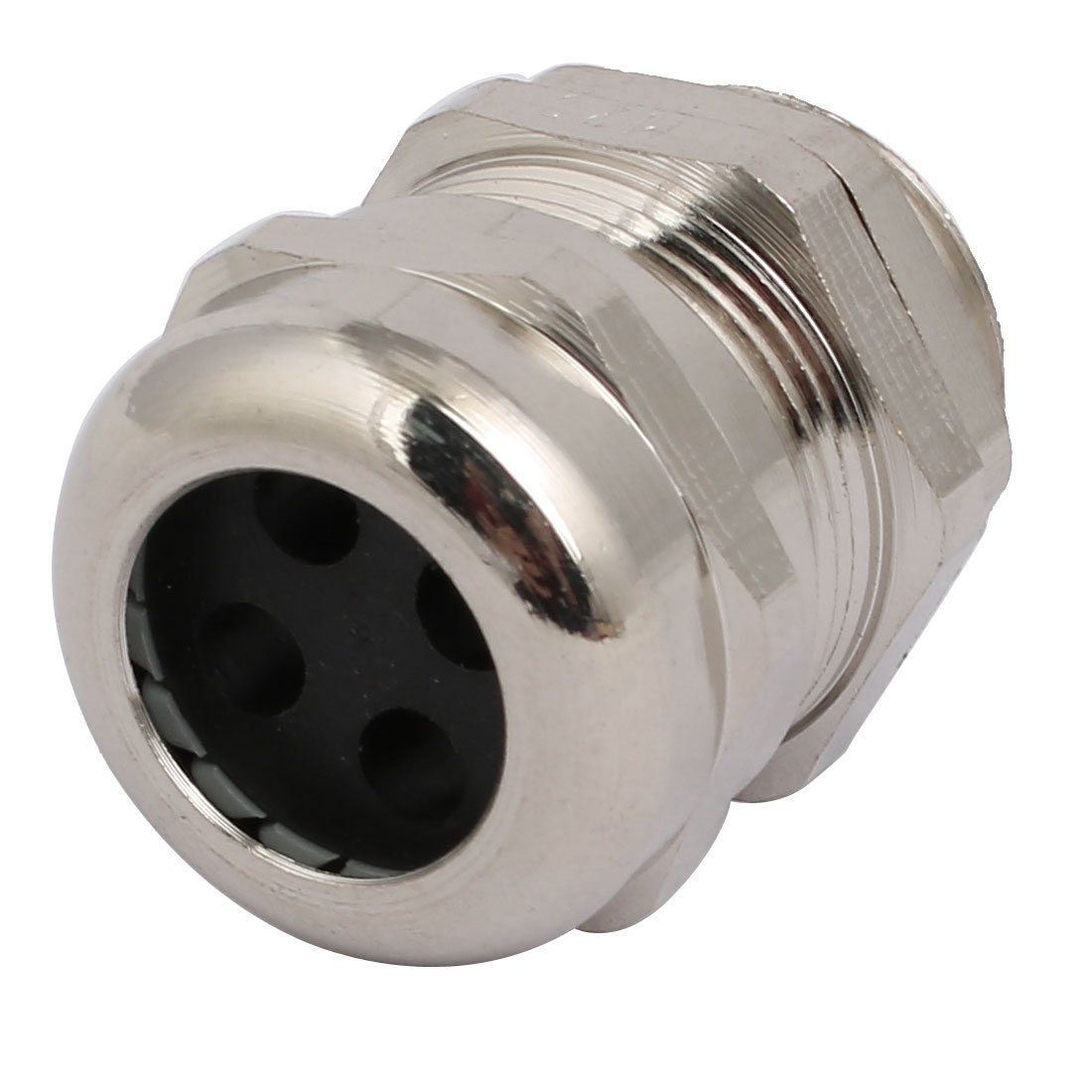 Aexit M20x1.5mm Thread Transmission 4mm Diameter 4 Holes Metal Cable Gland Joint Silver Tone