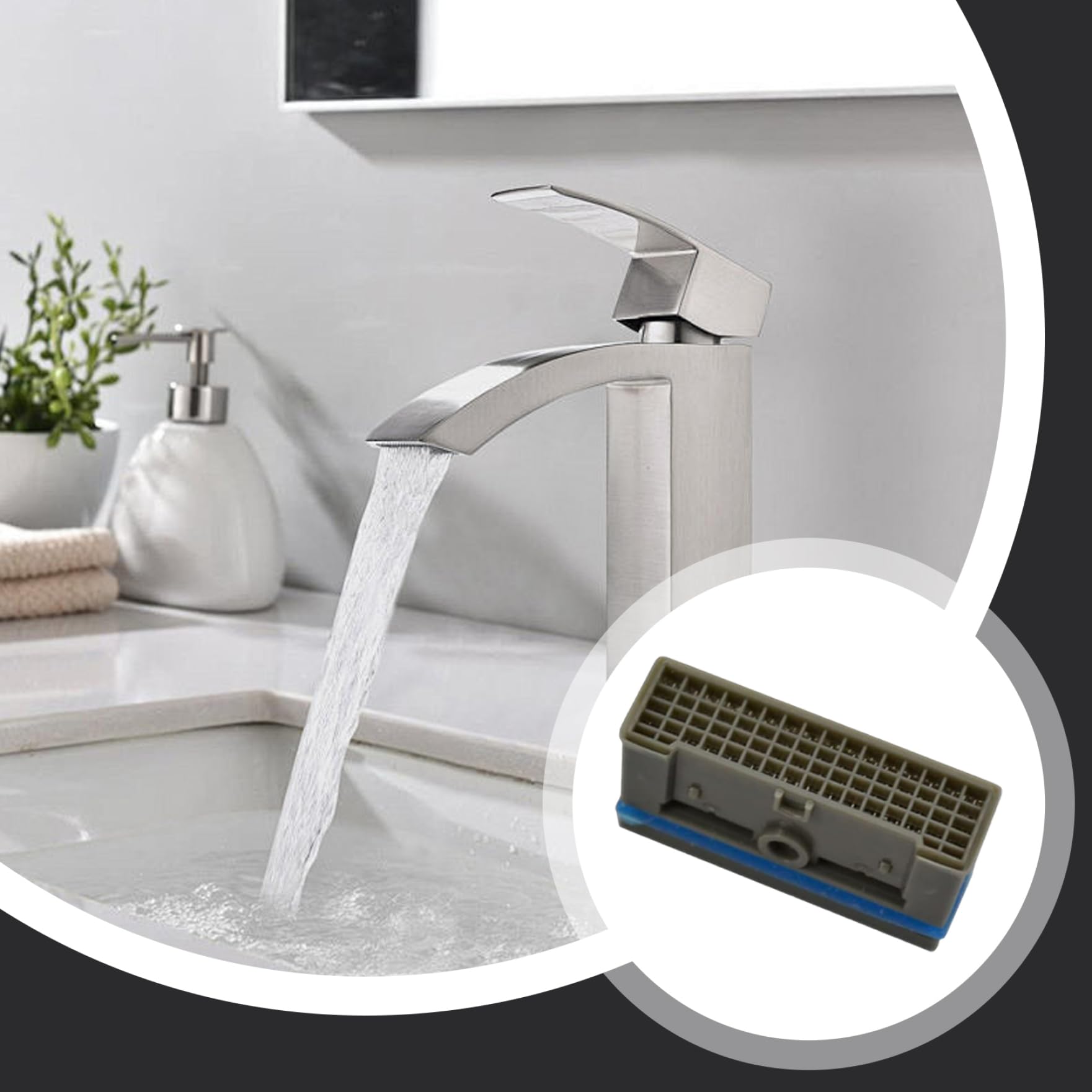 Filtre de robinet, aérateur de robinet, filtre rectangulaire en plastique 2 pièces, pièces rechange d'aérateur d'évier pour fixation 'évier cuisine et salle bain