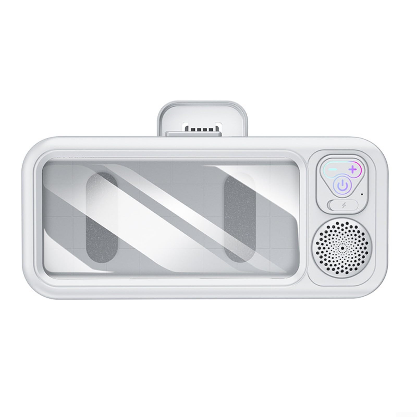 HpLive Support de téléphone portable étanche avec écran tactile et haut-parleur pour douche et salle de bain, angle de vision réglable, maintien solide, batterie 800 mAh, port de charge de type C