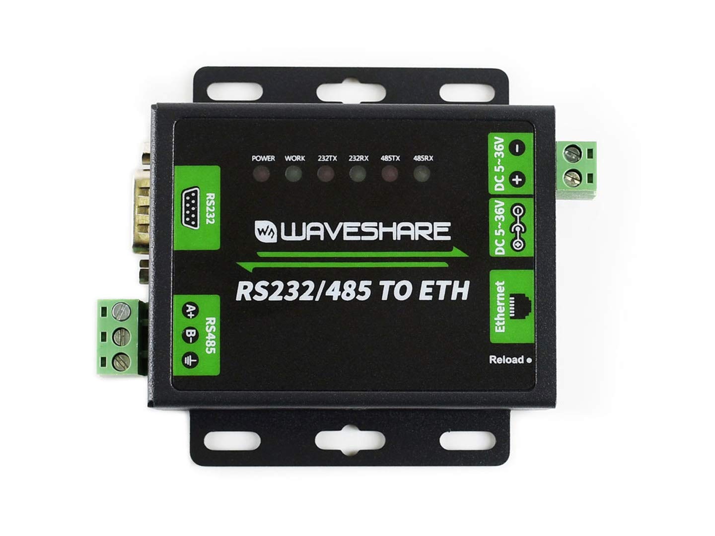 Waveshare Industrial Converter RS232 or RS485 to Ethernet Enables Bi-Directional Transparent Data Transmission