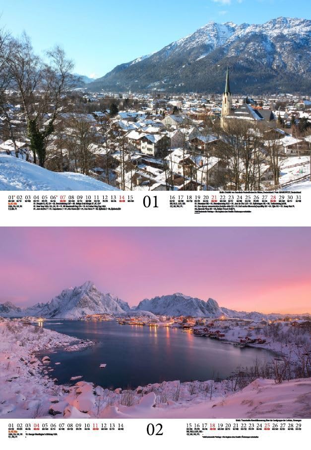 Travel Magic Europe DIN A4 Calendar for 2024 Holiday Beach Travel Europe City and Country Seelenzauber, multicoloured - Image 2