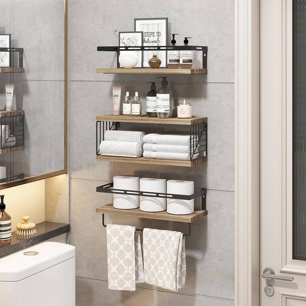 Set 10 Mensole Galleggianti In Legno MDF 40x15 Cm – Con Staffe In Metallo Nero, Multiuso Per Camera, Soggiorno, Cucina E Bagno