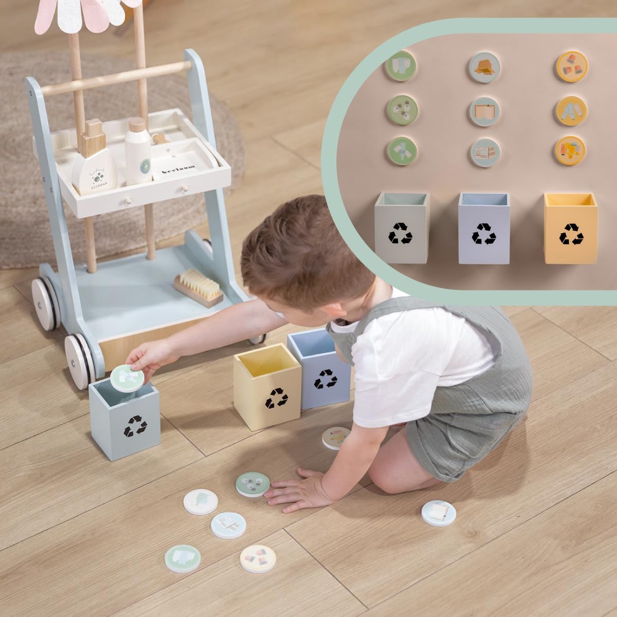 Kit de nettoyage pour enfants - WOOMAX - 49297 - Bois MDF - 23,5 x 75 cm - À partir de 3 ans - Jeux - Jouets