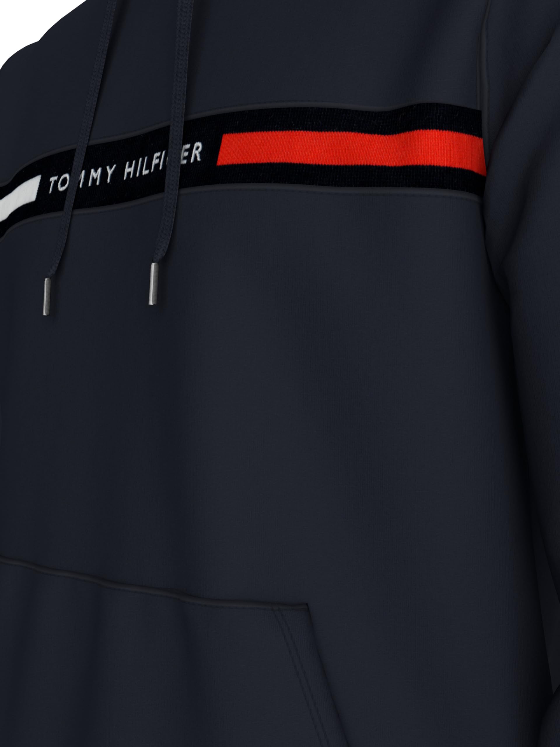 Tommy Hilfiger Bluza z kapturem Mężczyźni Medium Weight Fleece Hoodie Sweatshirt With Signature Stripe Logo