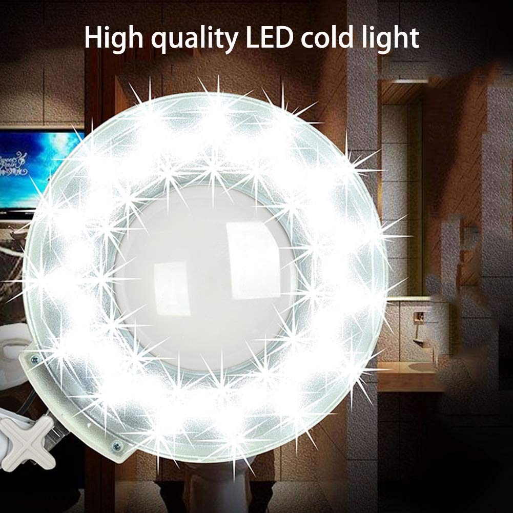Lupa De Pie con Aumento De 8X, Brazo Giratorio Ajustable, Luz Fría Led, Lámpara Sin Sombras para Lectura, Cuidado De La Piel, Belleza, Manicura, Tatuajes, Salón De SPA Y Sala De Estar.