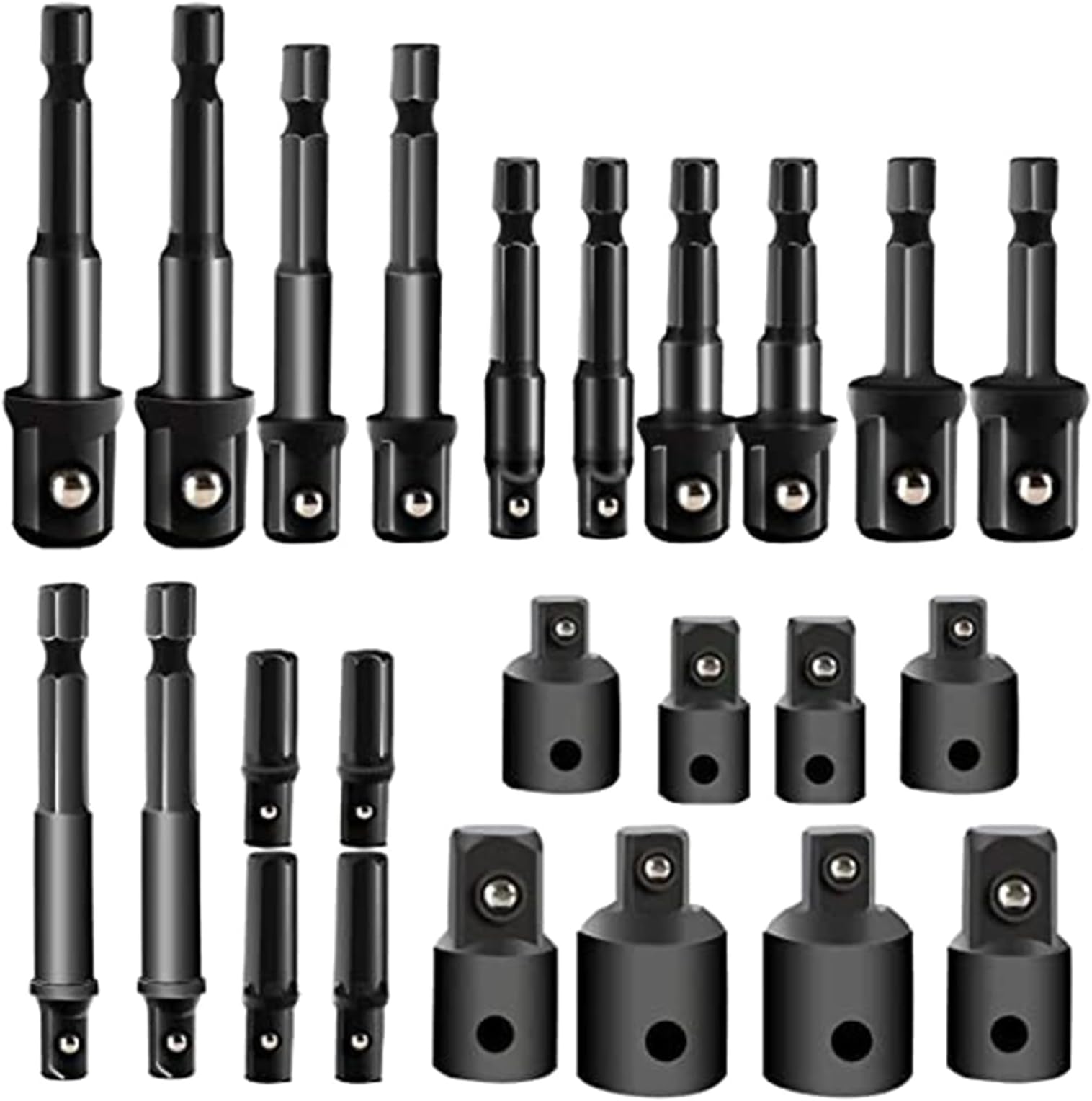THE MARS 24PCS Impact Extension & Socket Adapter H-ex Shank Drill Extension Bit Socket Set Kit Portable