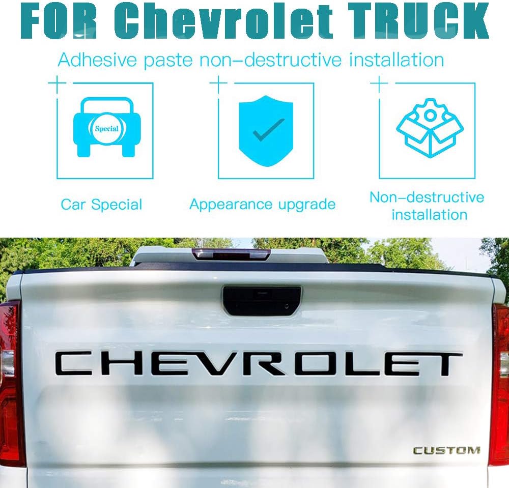 KENPENRI Tailgate Insert Letters Compatible for Silverado 1500 2500 HD 2019 2020 2021 2022-3M Adhesive & 3D Raised Tailgate Letters - Gloss Black