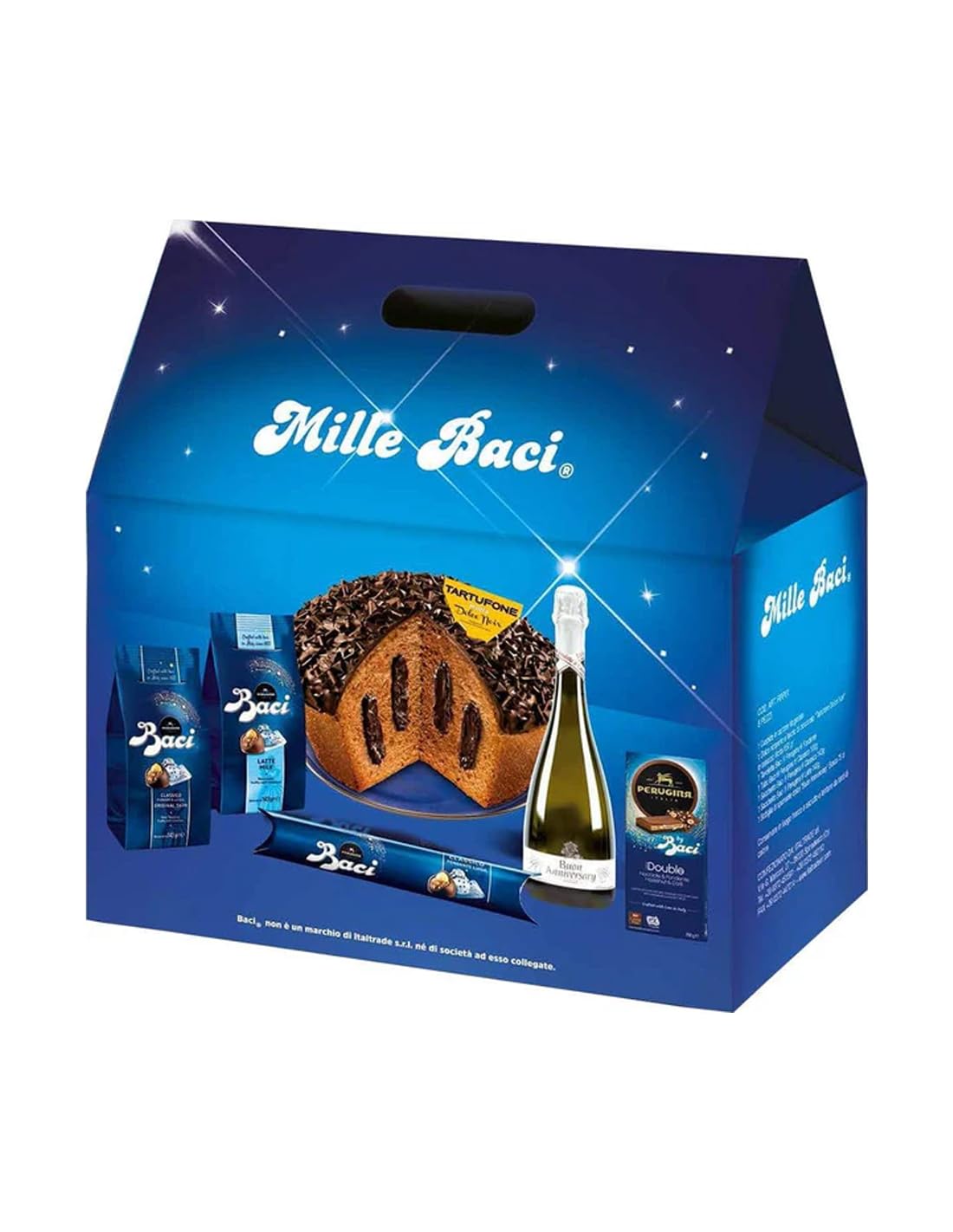 La Strenna Baci Perugina „Mille Auguri“ – Geschenkbox mit Pralinen, Spumante & Schokoladenkuchen – Italienisches – Premium Geschenkset+ Italian Gourmet polpa 400gr