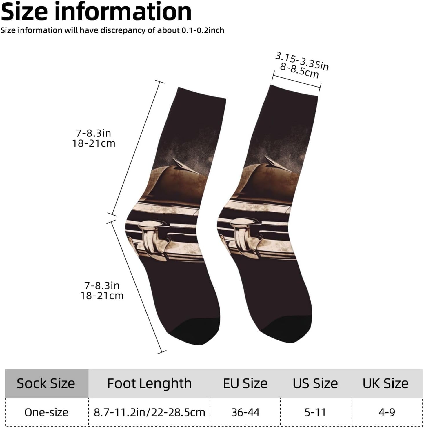 American Car in Brown Crew Socks for Men Women Moisture Wicking Cushion Athletic Sock Casual Novelty Socks Gift