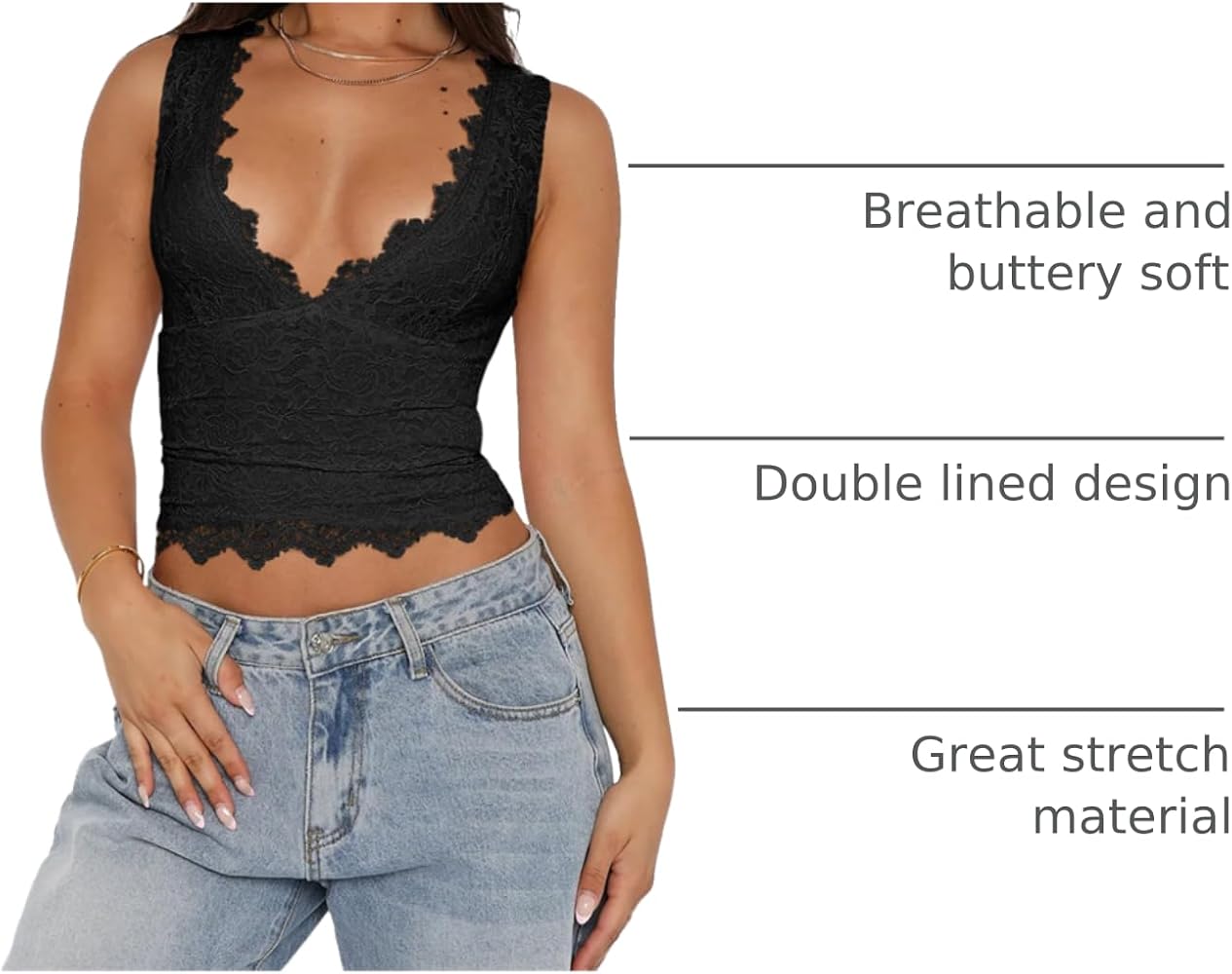 REORIA Womens Summer Tops Sexy V-Neck Sleeveless Double