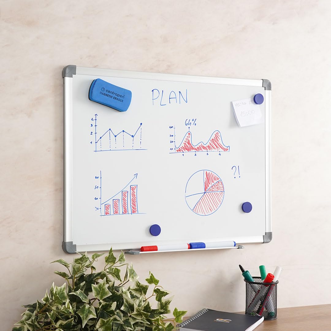 Danieli | Lavagna Bianca Magnetica Murale 120x90 BOARD023. White Board da Ufficio con Pannello Bianco Scrivibile a Secco e Cancellabile