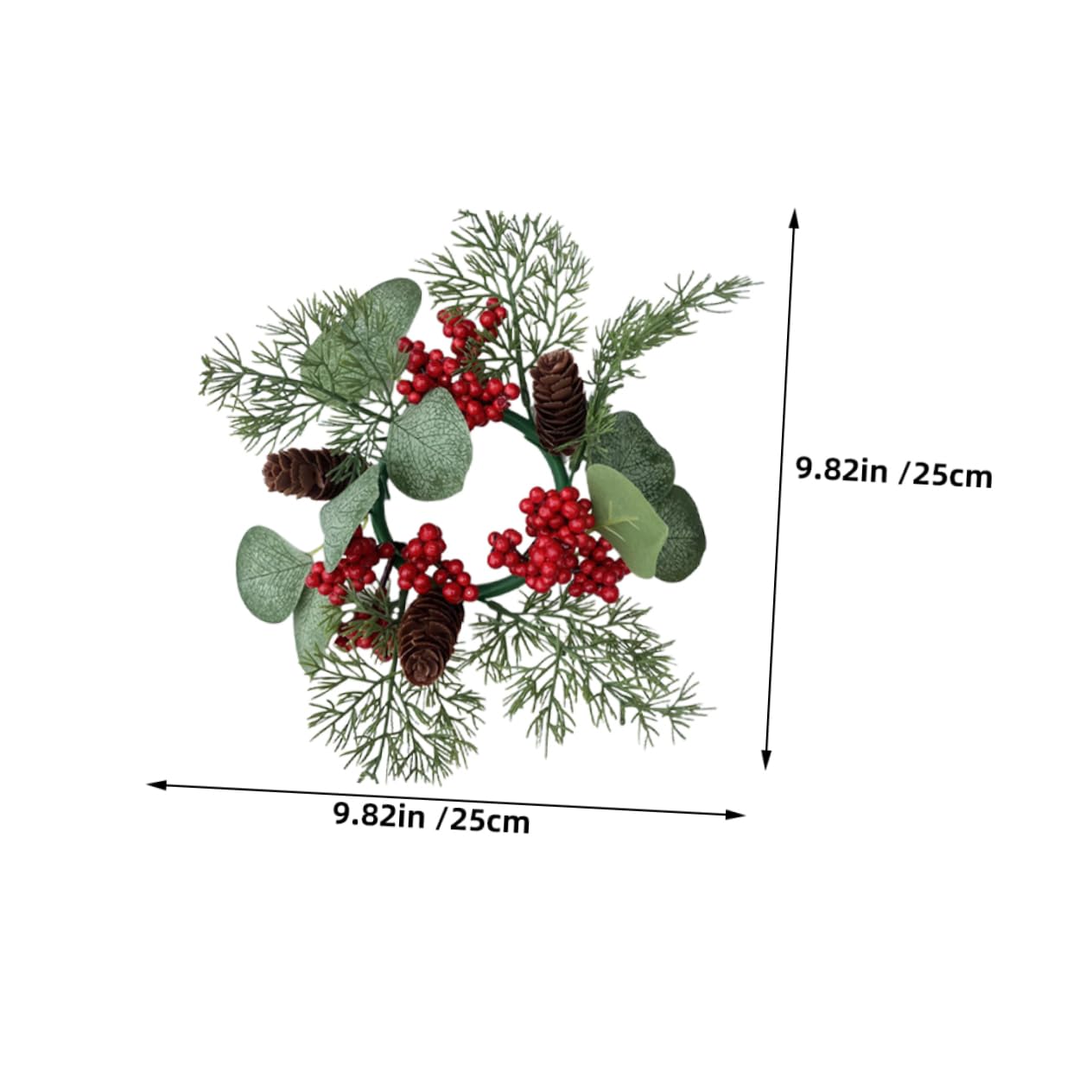 Alipis Realistic Christmas Berry Candle Ring Wreath Pine Wreath for Table Decorations Small with Decorative Candle Holder Perfect for Holiday Wedding Cabinet Party Supplies