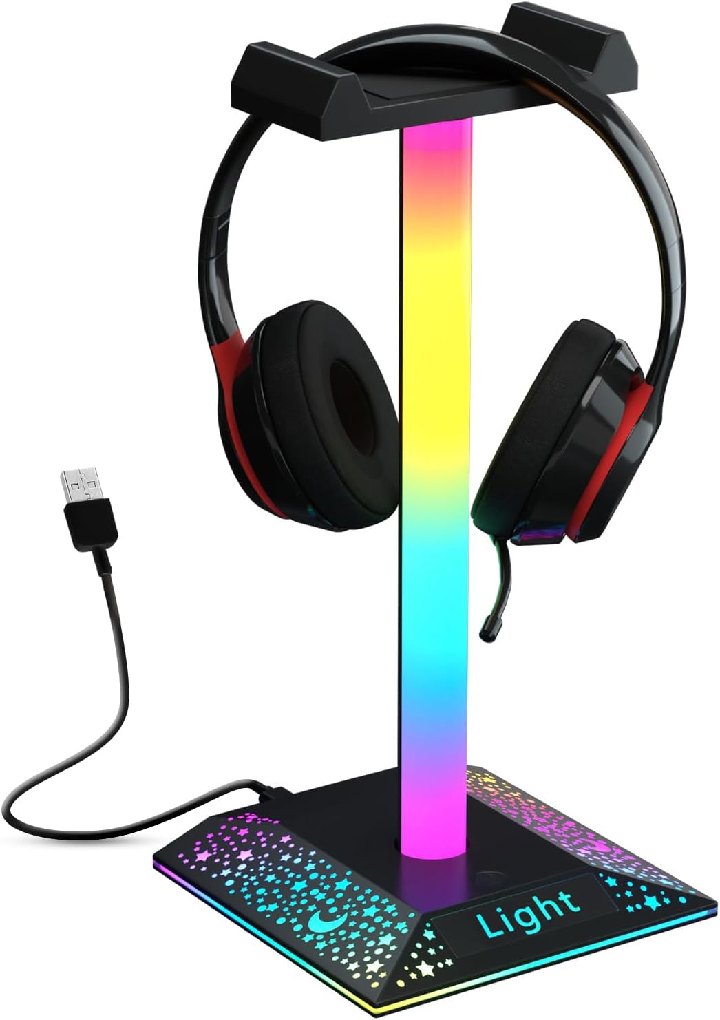 RGB Headset Stand Desk Accessories, Headphone Stand with 1 Type-C Port, Headphone Holder with 10 Light Modes and Non-Slip Rubber, Best Gift for Husband, Kids, Boyfriend RGB Headset Stand Desk Accessories, Headphone Stand with 1 Type-C Port, Headphone Holder with 10 Light Modes and Non-Slip Rubber, Best Gift for Husband, Kids, Boyfriend