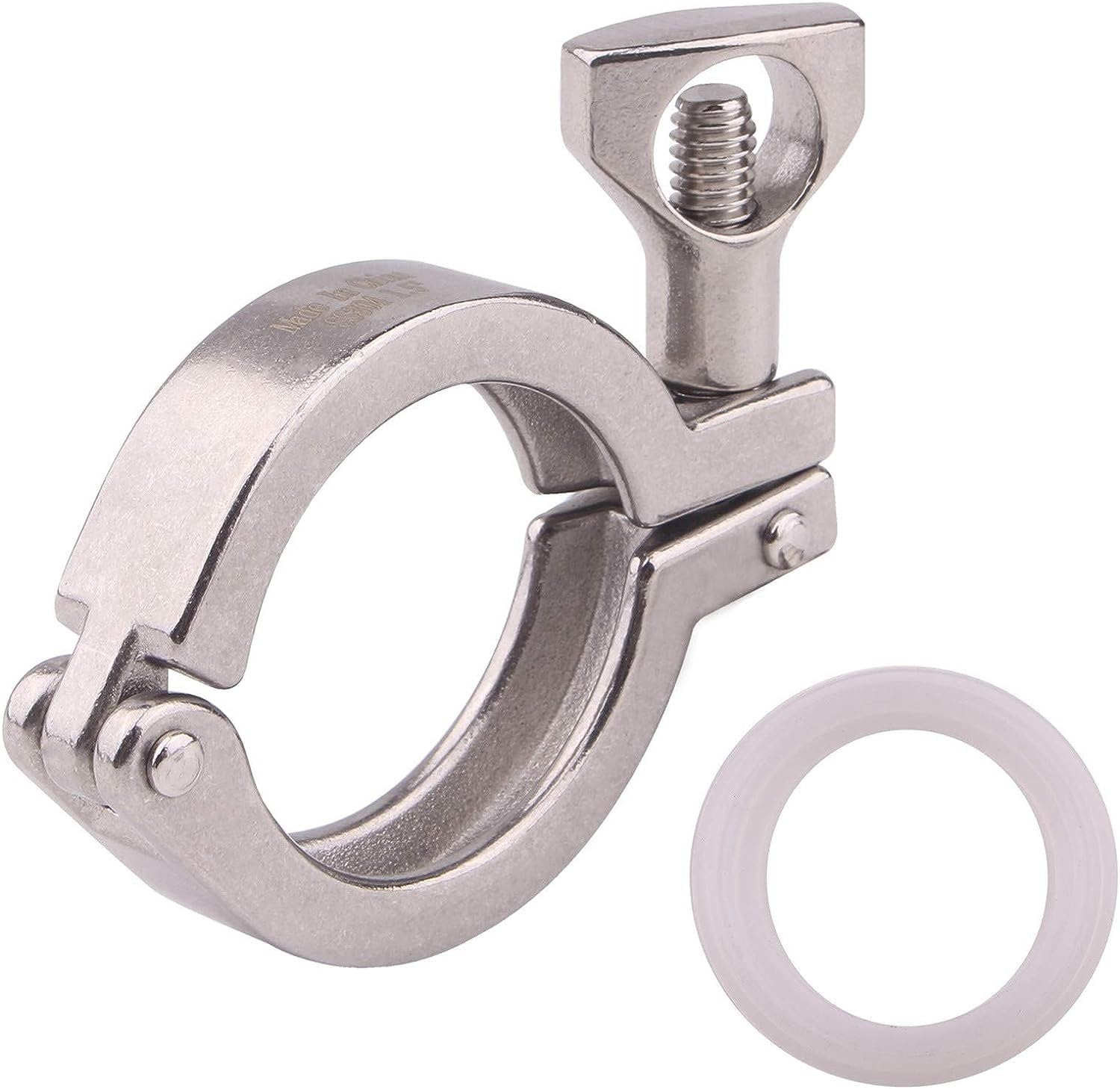 1.5" Tri Clamp 304 Stainless Steel Ergonomic Lightweight with Silicone gasket, Pack of 10