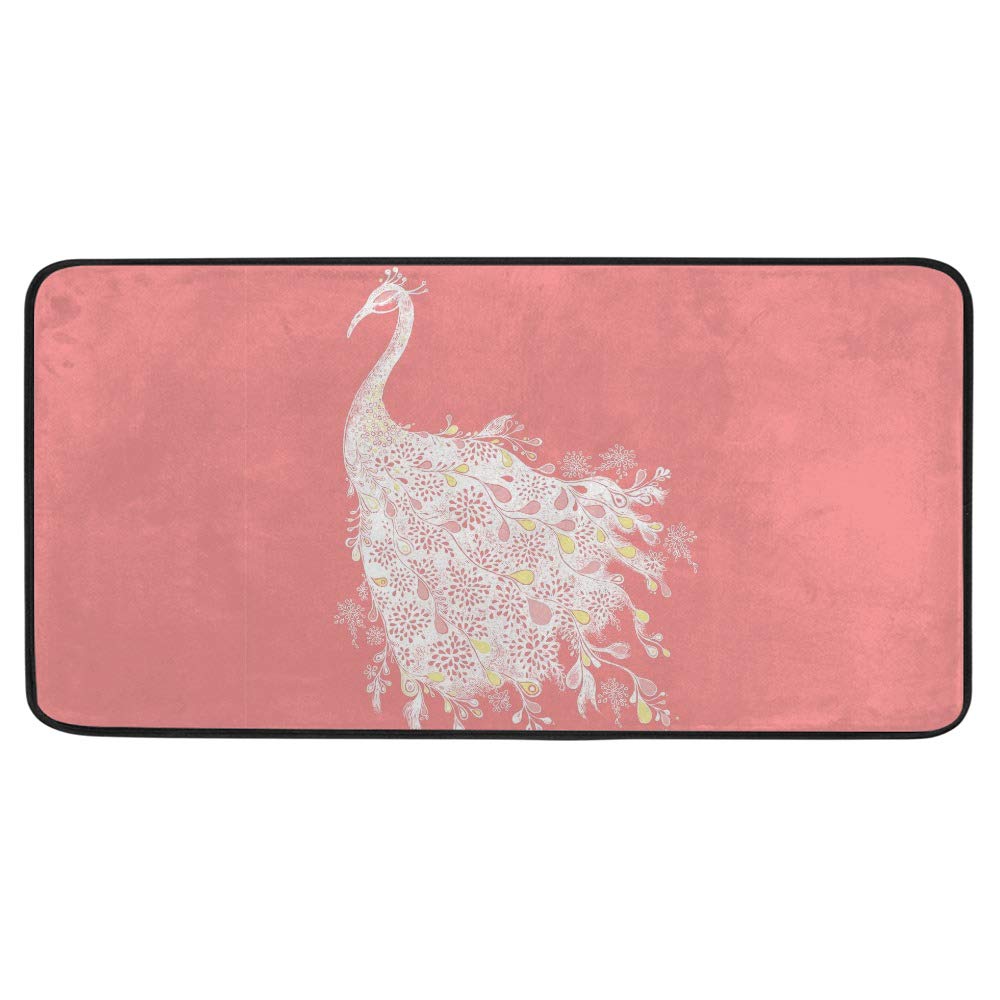 Tapis de cuisine antidérapant fini les glissades avec ce motif paon doux