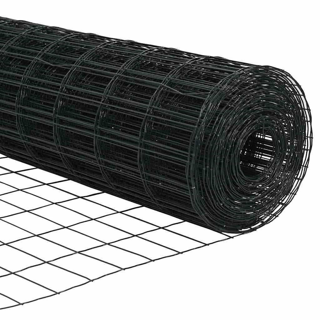 Eurozaun Grau 0,8 x 25 m PVC-beschichtetes Eisen Zaunfeld Gartenzaun Sichtschutz für Terrasse und Vorgarten mit Doppelstabmatte Maschendraht als Windschutz und Begrenzung