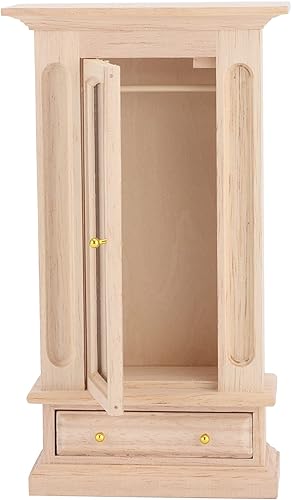Miniatura 5 de Armario de madera para casa de muñecas, practicidad del guardarropa de casa de muñecas para los amantes de las muñecas