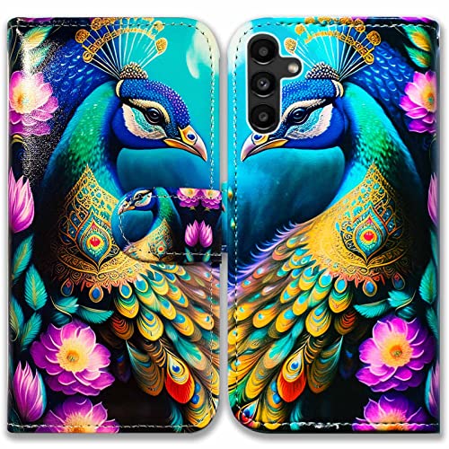 Coque Galaxy A13 5G portefeuille cuir avec support vidéo mandala
