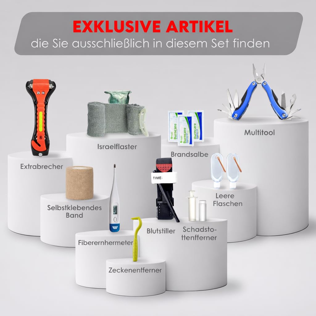 WONCROW ® Erste Hilfe Set + Mini Reiseapotheke - Auto Verbandskasten, Notfall Ausrüstung, Motorrad Zubehör - Notfalltasche Gefüllt Fahrrad Verbandtasche Hausapotheke Tasche Koffer First Aid Kit Car