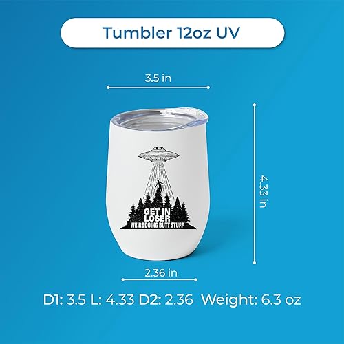 Miniatura 4 de TODOLIA -12 onzas - Vaso de vino con texto en inglés "Get In Loser We're Doing Butt Stuff", vaso de vino de acero inoxidable brillante para adultos,