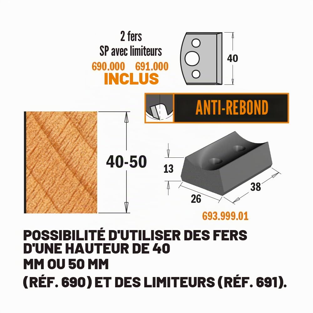 CMT 693.101.30 PORTE-OUTIL EN ACIER AVEC LIMITEURS D=100X40 F=30