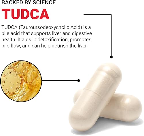 Miniatura 3 de FORCE FACTOR TUDCA Suplemento hepático para apoyo hepático y salud digestiva, fórmula de salud hepática, ácido taursodesoxicólico, dosis clínica,