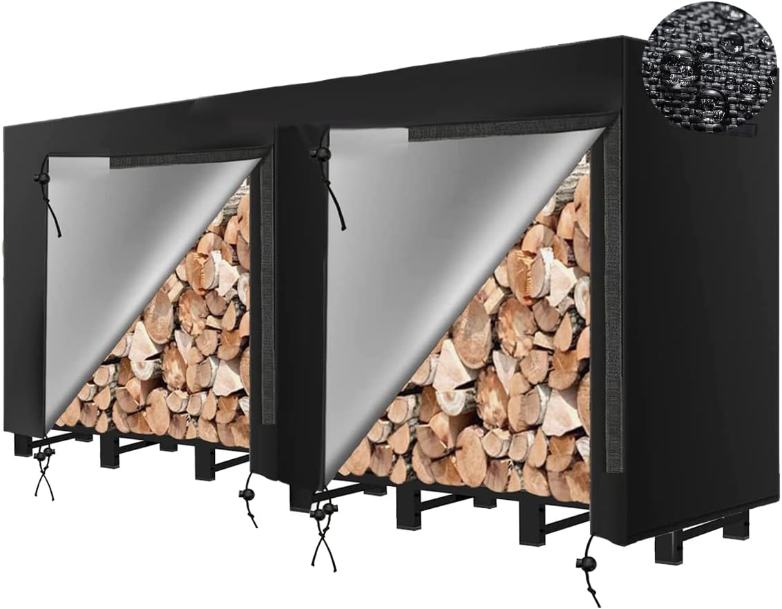 Amazon.com: ShelterIt Slanted Firewood Log Rack with Kindling Wood ...