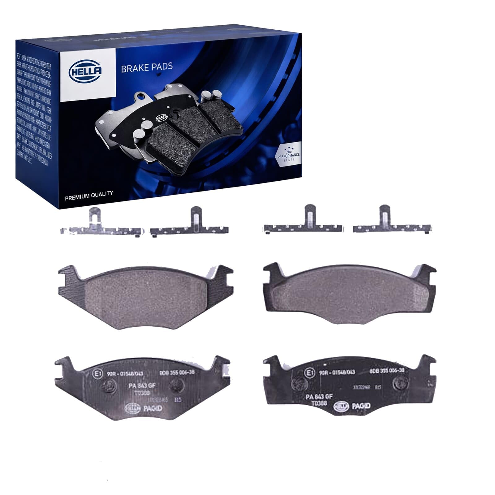 HELLA 8DB 355 006-381 Brake pad set - not prepared for wear indicator - T0388 - for e.g. SEAT / VOLKSWAGEN