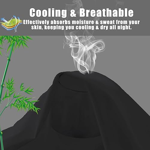 Miniatura 5 de Fundas de almohada de bambú, tamaño cuerpo completo, color negro, refrescantes, cierre de cremallera, frescas y transpirables, para personas que se