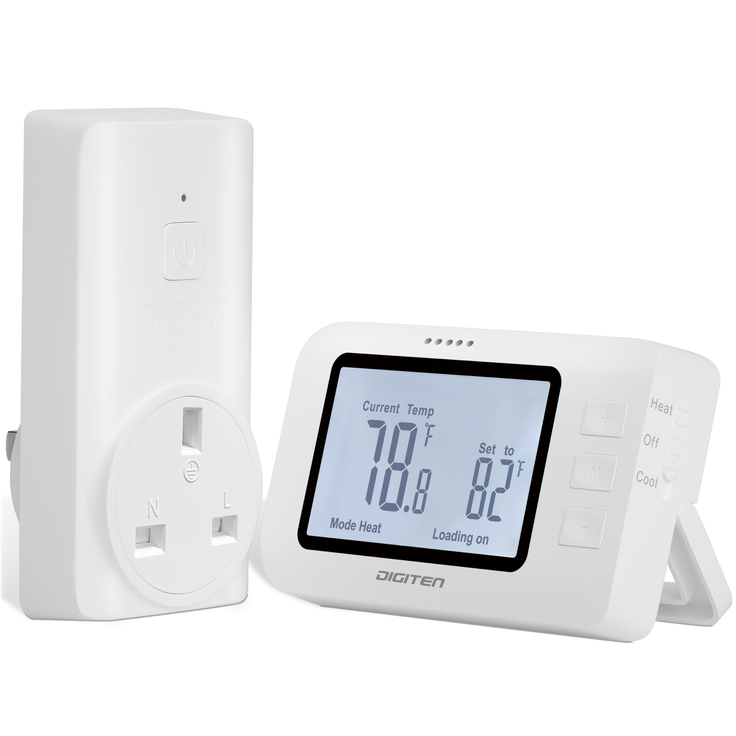 DIGITEN Wireless Thermostat WTC100 Pro Temperature Controller for Cooling & Heating, Remote Controlled Outlet, Easy-to-Use and Programmable Thermostats for Home,Greenhouse