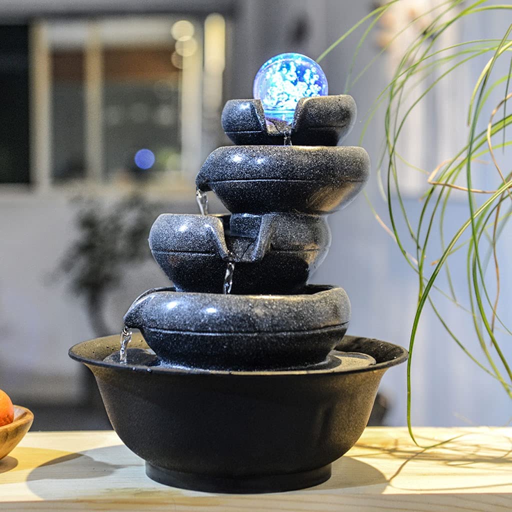 Fontana Da Tavolo Zen Con Cascata - Decorazione Per Casa/Ufficio, Resina, Altezza 19.5cm - Foto 10