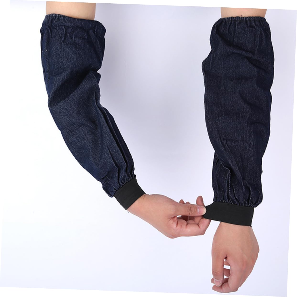 COSMEVIVI 5pairs Oversleeve Denim Arm Sleeves for Kitchen Dustproof and Oilproof Elastic Fit Design Washable Cover for Use Dark Blue