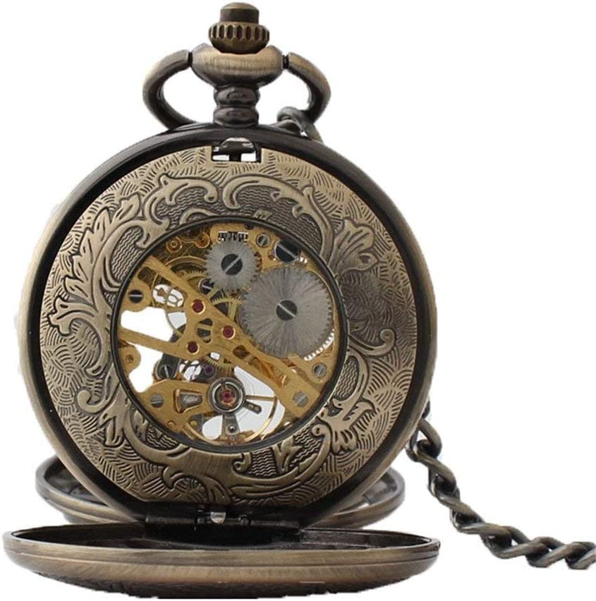 Desconocido Reloj de Bolsillo, Reloj de Bolsillo con Cadena Vintage Cuarzo Medio Cazador Regalo de Moda