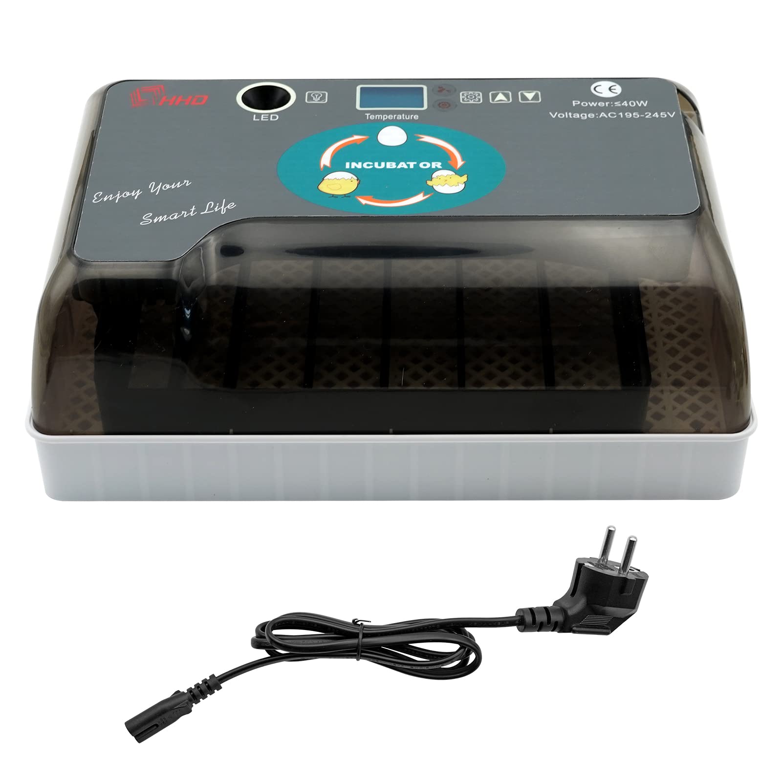 Incubatrice a 12 Uova con Inverter D'Uovo Automatico Integrato e Uova a Controllo Della Temperatura Rooter Di Pollame per Pollo di Quaglia Oca D'Anatra Piccione Uccello (Eu Plug)