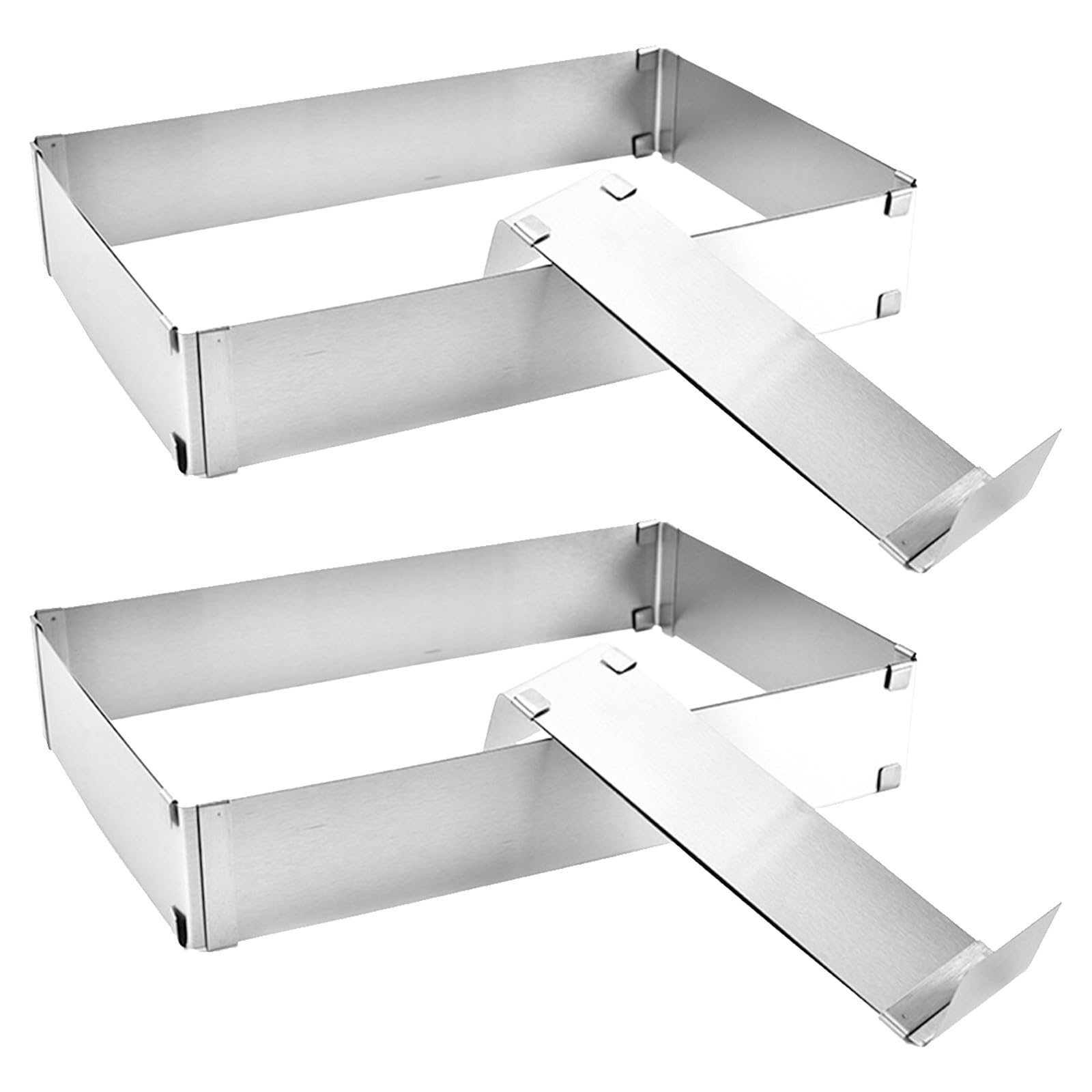 Molde para Pasteles Rectangular Ajustable de 10-20 Pulgadas de Acero Inoxidable, Resistente a Cambios de Temperatura, Adecuado para Enfriamiento y Congelación, Paquete de 2 Piezas