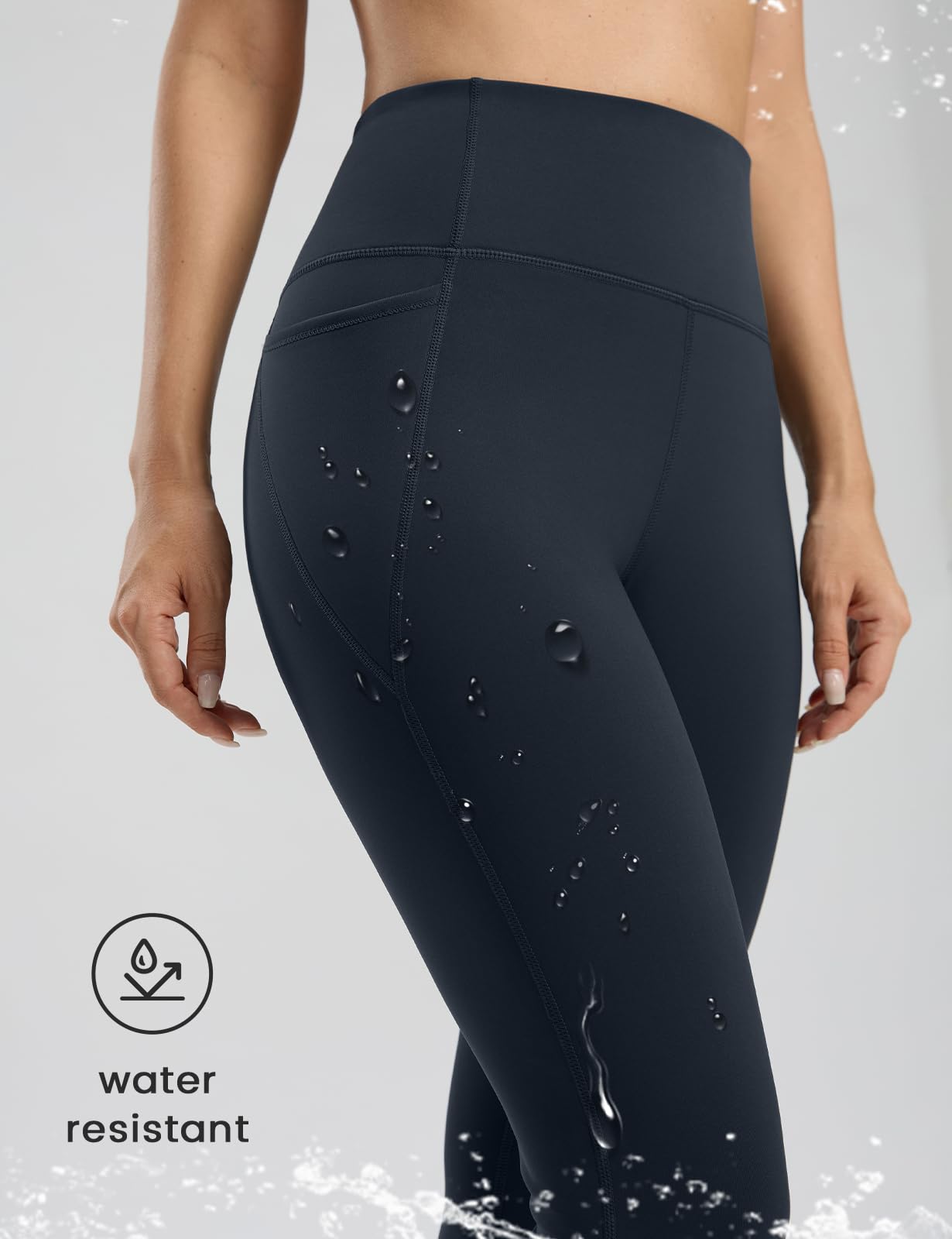 Seamaid Leggings da donna foderati in pile da 68,6 cm, impermeabili, termici, invernali, per corsa ed escursionismo, con tasche, a vita alta