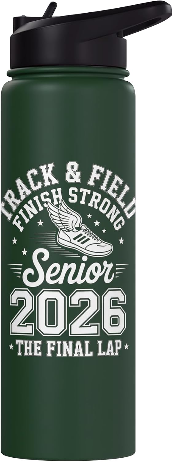 Senior 2026 Track and Field Strong Finish Design Stainless Steel Insulated Water Bottle