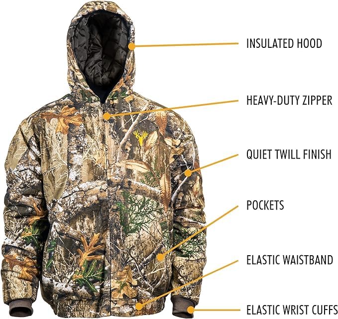 HOT SHOT Youth Insulated Camo Twill Hunting Jacket and Bib, Small2