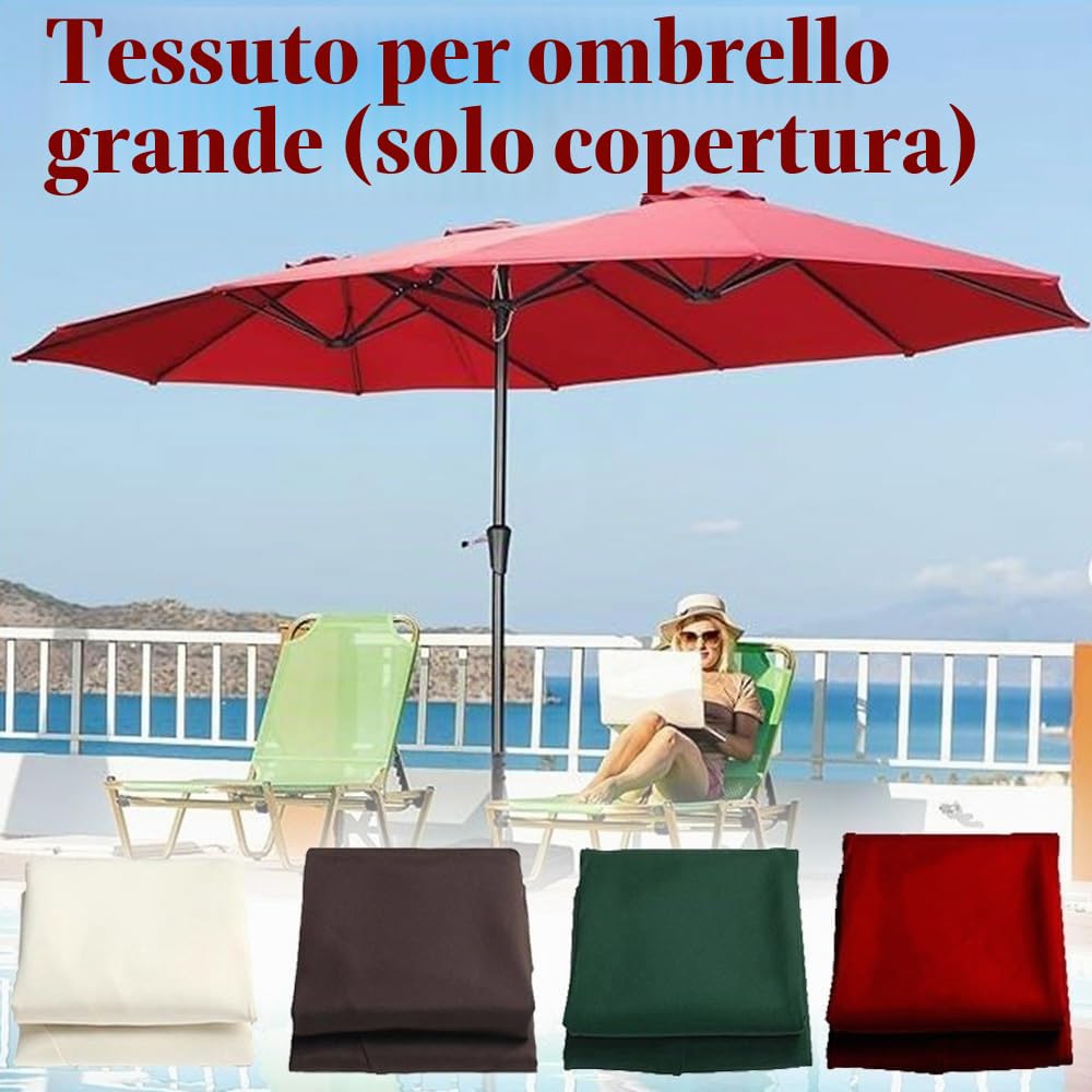 Telo di Ricambio per Doppio Top Ombrellone 460x270cm Copertura di Ricambio per Ombrellone De Patio, Tessuto di Ricambio per Ombrellone Esterno(Beige)