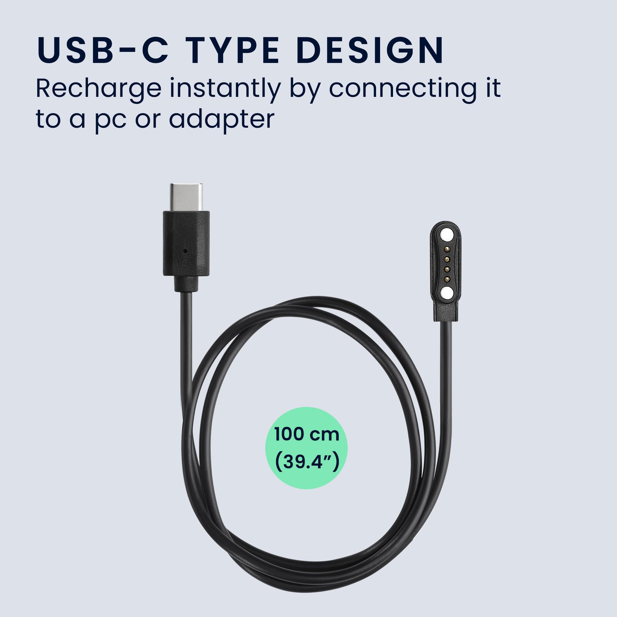 kwmobile Cable Compatible con PLAUD Note AI Voice Recoder Cargador - Cable de Carga para Grabadora de Voz con IA - 100 cm de Longitud con Puerto USB-C
